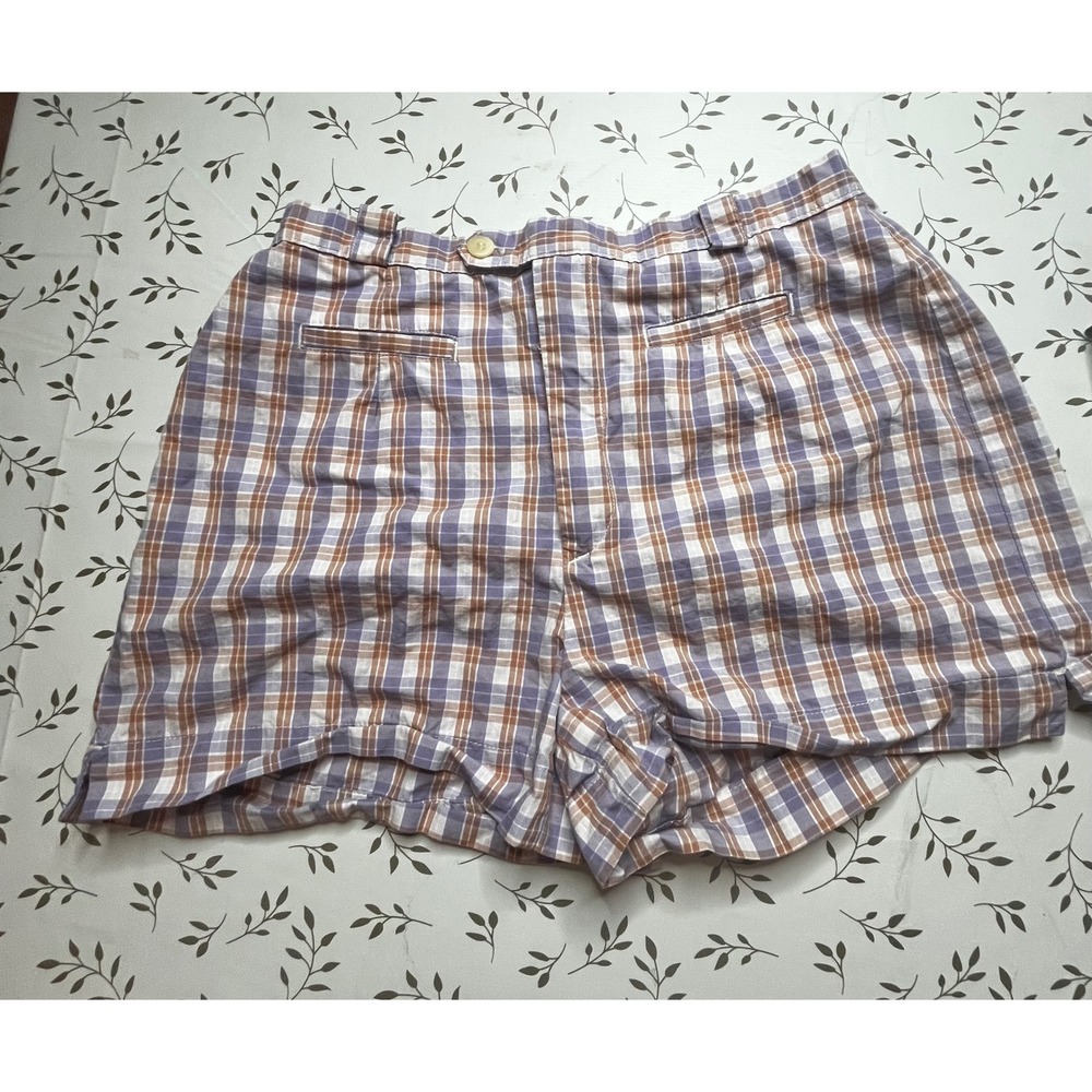 Vintage rare 80s American Eagle Plaid Shorts womens 8 Purple Cotton micro